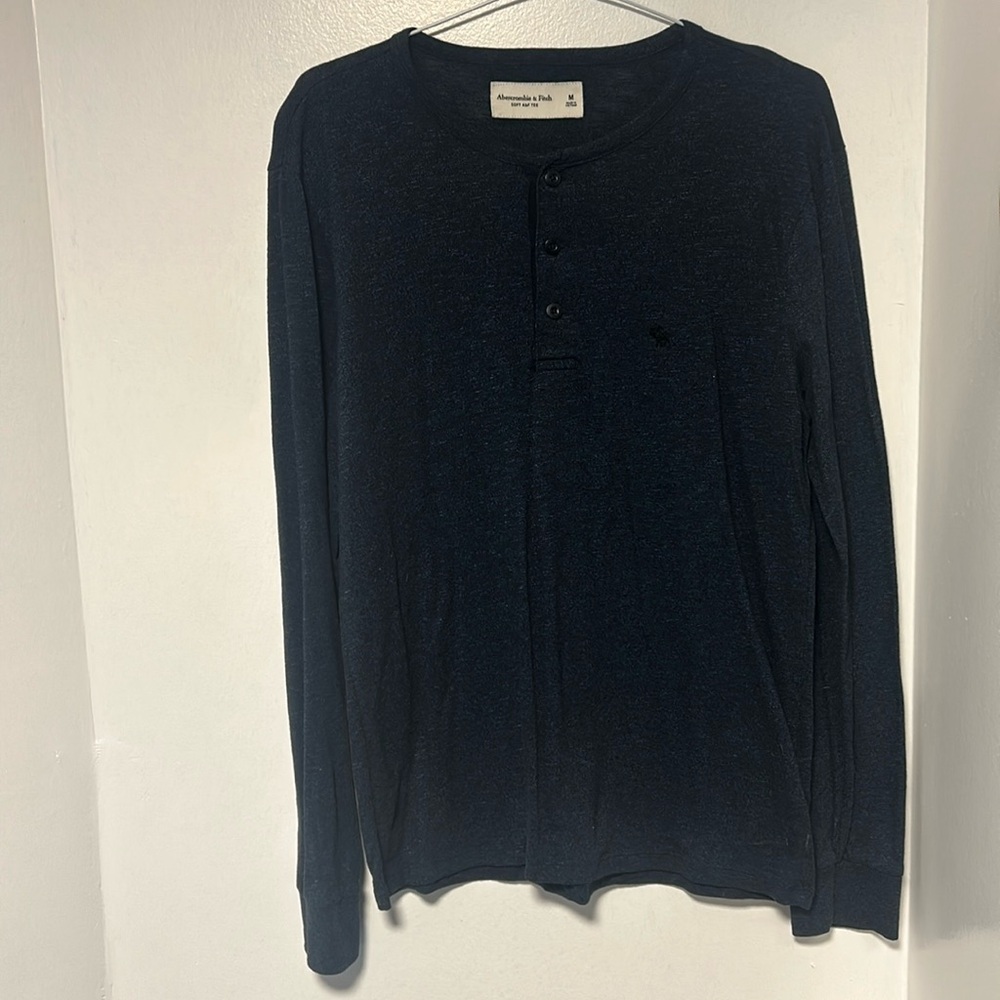 Navy Blue Heather Henley Tee